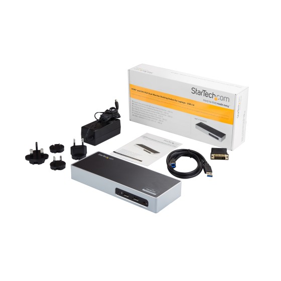 StarTech.com Station d'accueil USB 3.0 double affichage pour PC portable - Réplicateur de port - USB 3.0, GbE, HDMI et DVI / VGA (DK30ADD) - Station d'accueil - USB - DVI, HDMI - 1GbE - pour P/N: DK30A2DH, SVA20N2NEUA