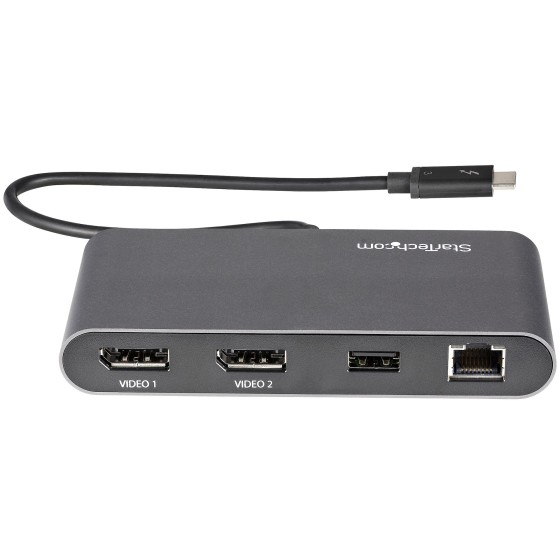StarTech.com Mini Dock Thunderbolt 3 - Station d'Accueil TB3 à Double Écran - DisplayPort 4K 60Hz - 1x USB-A (3.2) & GbE - Câble 28cm - Adaptateur Multiport pour PC Portable - Mac/Windows (TB3DKM2DPL) - Station d'accueil - Thunderbolt 3 - 2 x DP - 1GbE