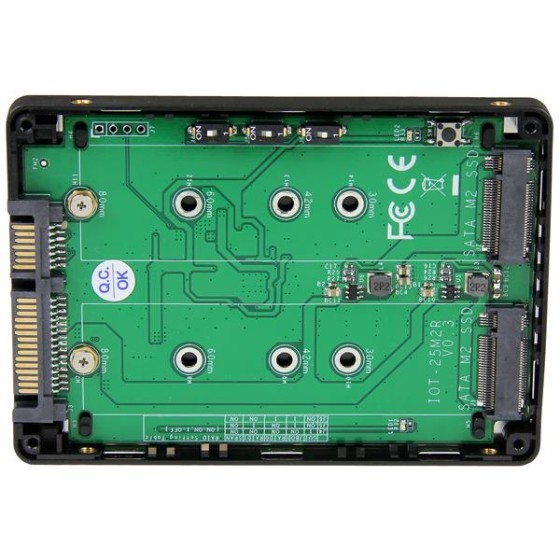 StarTech.com Adaptateur 2x SSD M.2 vers SATA 2,5" avec RAID - Convertisseur double M.2 vers SATA 6 Gb/s avec support TRIM - Contrôleur de stockage (RAID) - M.2 - 2 Canal - M.2 Card - RAID 0, 1, JBOD, BIG - SATA 6Gb/s - noir, argent