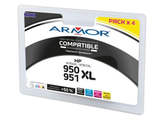 1 Pack de 4 Cartouche d'encre ARMOR noire et couleurs compatible HP 950XL