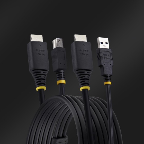 StarTech.com 10ft (3m) HDMI and USB 5Gbps KVM Cable - Câble clavier / vidéo / souris (KVM) - HDMI, USB type A (M) pour HDMI, USB Type B (M) - 3 m - support pour 4K60Hz, prise en charge de HDR10 - noir