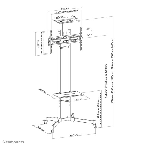 NEOMOUNTS PLASMA-M1700E Chariot pour écran 32-70p