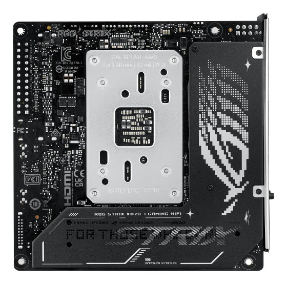 ASUS ROG STRIX X870-I GAMING WIFI - Carte-mère - mini ITX - Socket AM5 - AMD X870 Chipset - USB4, USB 3.2 Gen 2, USB-C 3.2 Gen2, USB 3.2 Gen 1 - Wi-Fi 7, Bluetooth, 2.5 Gigabit LAN - carte graphique embarquée (unité centrale requise) - audio HD (8 canaux)