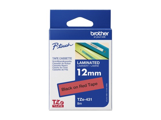 Brother TZE-431 label-making tape Black on red