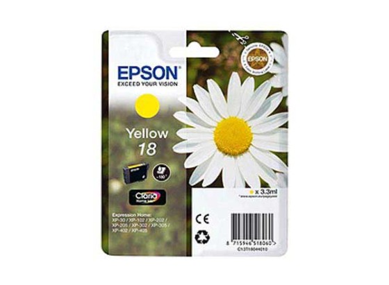 EPSON 3LB 18 ink cartridge yellow standard capacity 3.3ml 180 pages 1-pack blister without alarm