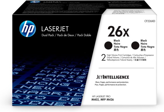 HP 26X LaserJet, lot de 2 cartouches de toner grande capacité authentiques, noir