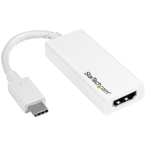 StarTech.com Adaptateur vidéo USB-C vers HDMI - Convertisseur Type-C vers HDMI - Compatible Thunderbolt 3 - 4K 30 Hz - Blanc (CDP2HDW) - Adaptateur vidéo externe - USB-C - HDMI - blanc - pour P/N: TB3DK2DPPD, TB3DK2DPPDUE, TB3DK2DPW, TB3DK2DPWUE, TB3DKDPM