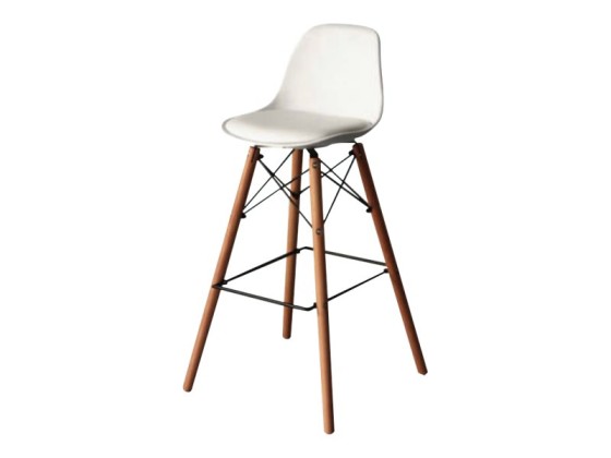 1 Lot de 2 Tabourets STEELWOOD pied hêtre assise blanche
