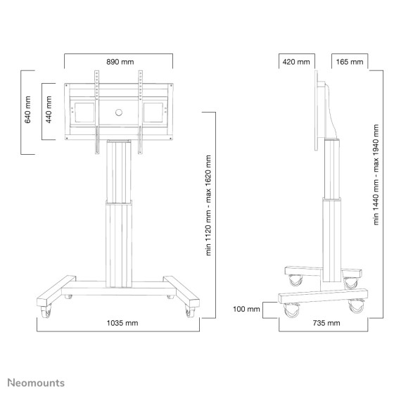 NEOMOUNTS PLASMA-M2500BLACK Chariot pour écran 42-100p - motorisé