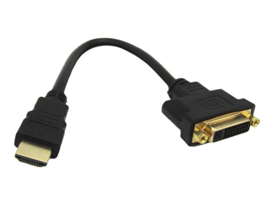 DLH - Câble adaptateur - HDMI mâle pour DVI-D femelle - 20 cm - noir