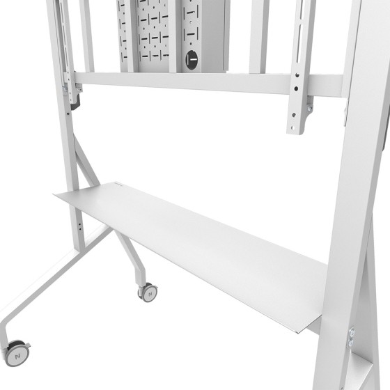 NEOMOUNTS FL50-575WH1 Support au sol mobile pour écran 65-110p - étagère multimédia incluse - installation rapide - TÜV