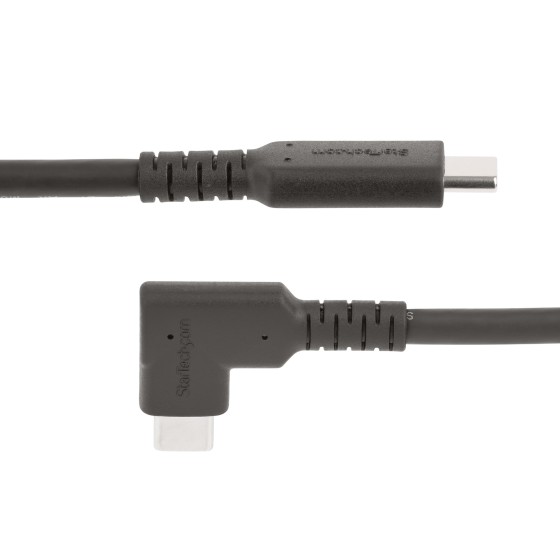 StarTech.com Câble USB-C Robuste à Angle Droit de 1m, USB 3.2 Gen 2, 4K60 - Câble USB - 24 pin USB-C (M) droit pour 24 pin USB-C (M) angle droit - USB 3.2 Gen 2 - 1 m - robuste, support pour 4K60Hz, passif - noir