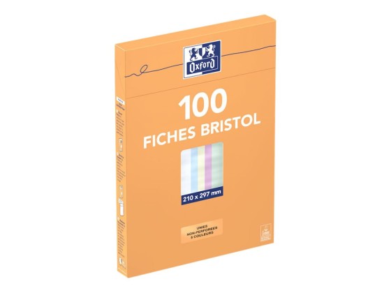 1 Etui de 100 Fiches bristol couleurs assorties 5x5 21x29,7 cm, 210g