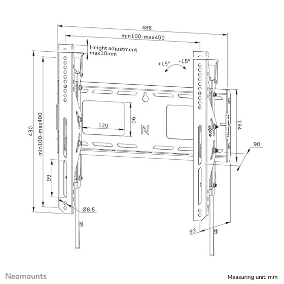 NEOMOUNTS WL35-750BL14 Support mural inclinable pour écran 32-75p- robuste - verrouillable - installation rapide - TÜV