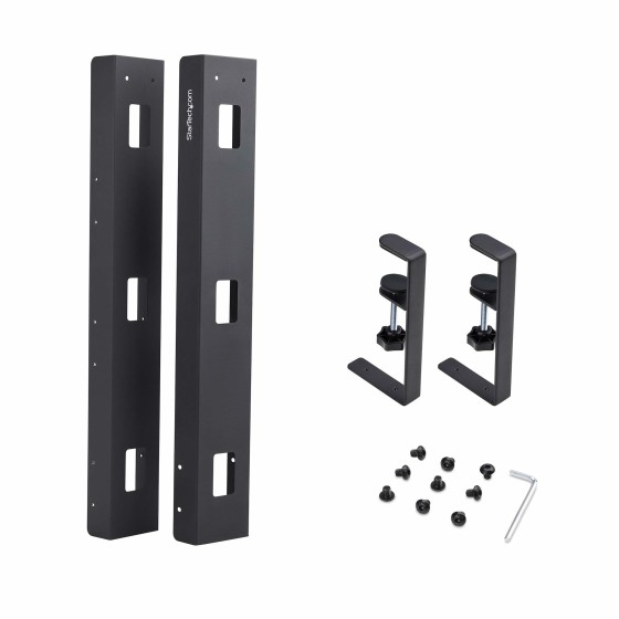 StarTech.com Goulotte Passe Câble Bureau, Organiseur de Câbles Ajustable en Longueur, Installation à Pinces, Aucun Perçage Nécessaire, Support Multiprise, Noir
