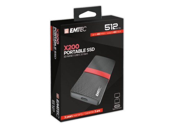 1 Disque dur externe SSD Emtec USB 3.1 -512Go