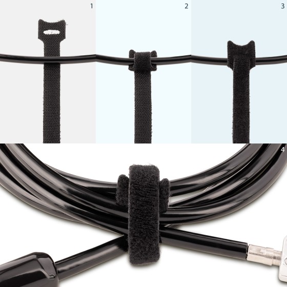 StarTech.com Attaches de Câbles Auto-Agrippantes de 15cm - Noir - Lot x50 - Attache câble - crochet et boucle - 15 m - noir (pack de 50)