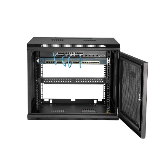 StarTech.com "9U Wall Mount Server Rack Cabinet - 4-Post Adjustable Depth (2"" to 19"") Network Equipment Enclosure with Cable Management (RK920WALM)" - Armoire de rack - montable sur mur - noir - 9U