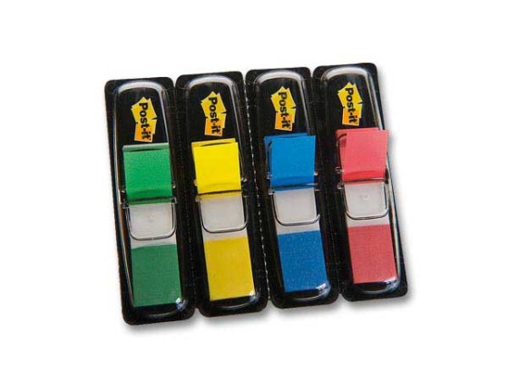 1 Marque-pages Post It 12x44 mm - 4 couleurs classiques