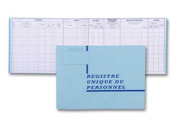 1 Registre unique du personnel 200 salariés 29,7 x 21 cm à l'italienne
