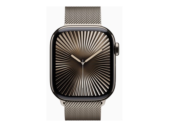 Apple Watch Series 10 (GPS + Cellular) - 42 mm - titanium naturel - montre intelligente avec boucle milanaise - maille en acier inox - naturel - taille du poignet : 130-180 mm - 64 Go - LTE, Wi-Fi 4, UWB, Bluetooth - 4G - 34.4 g