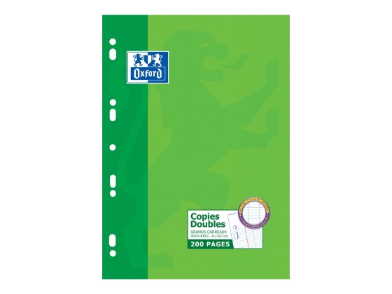1 Etui de 50 Copies doubles Oxford, avec marge, A4,perforé, seyès, 200 p.
