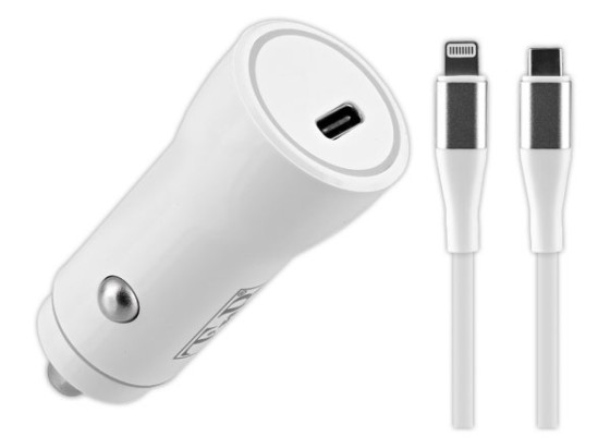 1 Chargeur voiture USB-C + câble Lightning 1M