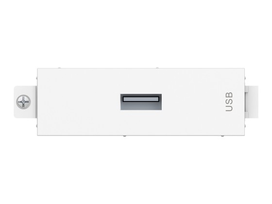 USB A (à l'avant) vers module B - prise carrée de type "b" à l'arrière et prise de type "a" à l'avant - USB 2.0 - se fixe dans les entourages Techconnect - plastique - blanc