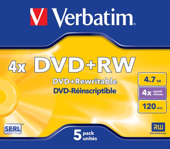 Verbatim datalifeplus - 5 x dvd+rw 4.7 go 4x - boîtier cd - support de stockage