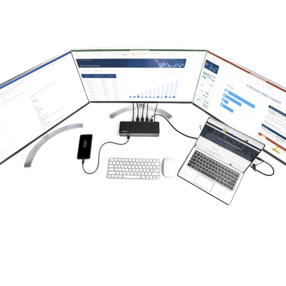 StarTech.com Dock USB-C & USB-A - Station d'Accueil Universelle à Triple Écran DisplayPort & HDMI 4K 60Hz - 85W Power Delivery, 6x USB Hub, GbE, Audio - USB 3.1 Gen 2 10Gbps (DK31C3HDPDUE) - Station d'accueil - USB-C - 3 x HDMI, 3 x DP - 1GbE - 85 Watt