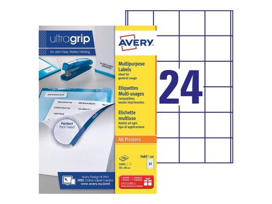 1 Boite de 100 Planches d'étiquettes 50x50 mm 2400  étiq/boîte
