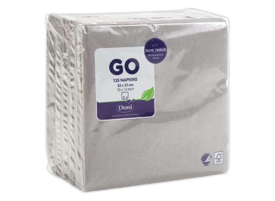 1 Sachet de 125 Serviettes ouatées 2 plis épaisseur 33x33 cm granite