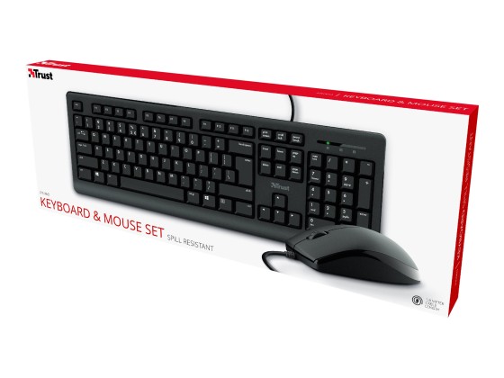 Trust Primo clavier Souris incluse Bureau USB AZERTY Français Noir