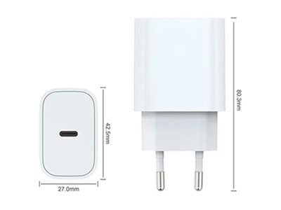 MW - Adaptateur secteur - 20 Watt - 3 A - PD (24 pin USB-C) - blanc