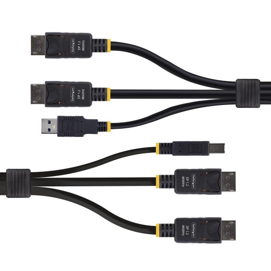 StarTech.com 6ft (1.8m) Dual-DisplayPort and USB 5Gbps KVM Cable - Câble clavier / vidéo / souris (KVM) - DisplayPort, USB type A (M) pour DisplayPort, USB Type B (M) - 1.83 m - support pour 4K60Hz, prise en charge de HDR10 - noir