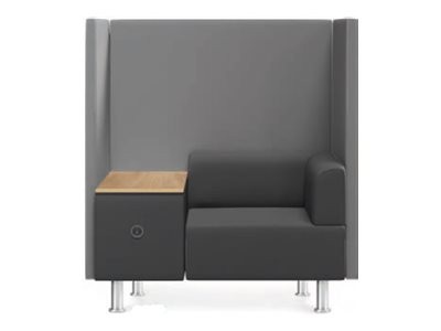 1 Sofa acoustique 2 places en tissu ignifuge, tablette de travail, gris