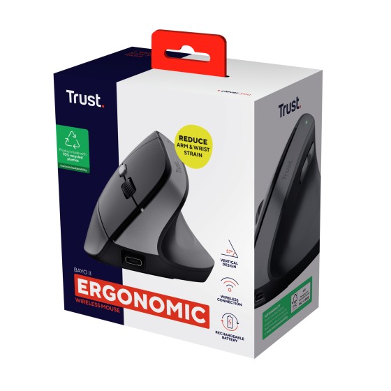 TRUST BAYO II Ergonomic Wireless Mouse Black
