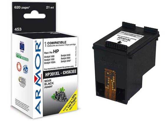 1 Cartouche d'encre ARMOR noire compatible HP 301XL