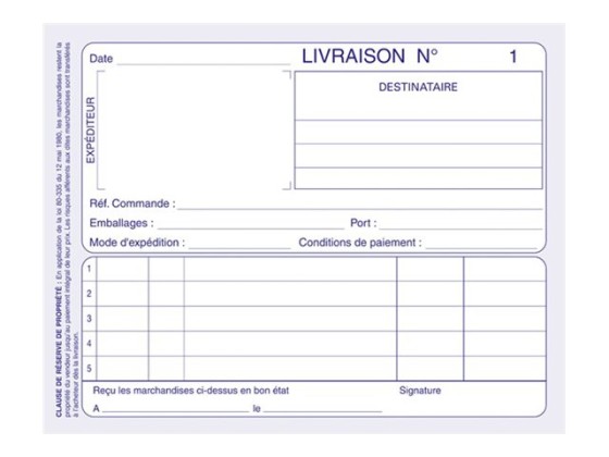 1 Carnet "Livraisons" - A6 - 50 dupli