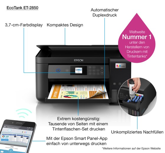 EPSON ET-2850 EcoTank color MFP 3in1 33ppm mono 15ppm color