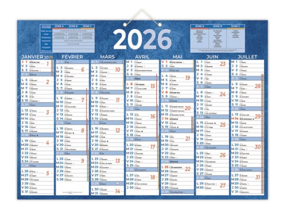1 Lot de 5 Calendrier banque Bouchut Bleu 13 mois-54x38,5 cm