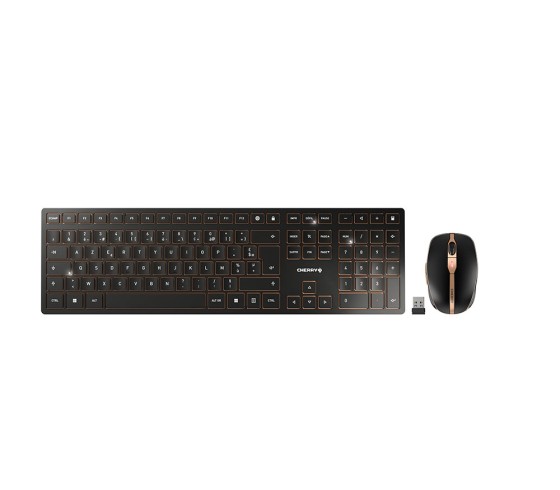 CHERRY DW 9100 SLIM clavier Souris incluse Universel RF sans fil + Bluetooth AZERTY Français Noir