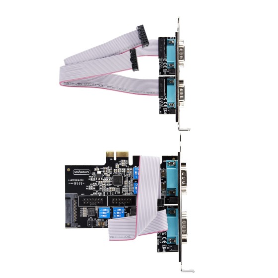 StarTech.com Carte Série PCIe à 4 Ports, Carte 4 Ports RS232/RS422/RS485 - Adaptateur série - PCIe profil bas - RS-232 x 4 - noir - Conformité TAA