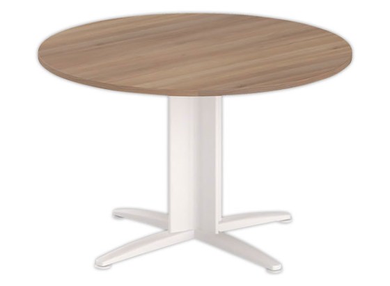 1 Table réunion ronde diam. 116cm noyer/blanc