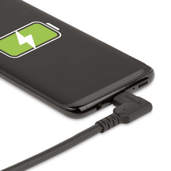 StarTech.com Câble USB-C Robuste à Angle Droit de 1m, USB 3.2 Gen 2, 4K60 - Câble USB - 24 pin USB-C (M) droit pour 24 pin USB-C (M) angle droit - USB 3.2 Gen 2 - 1 m - robuste, support pour 4K60Hz, passif - noir