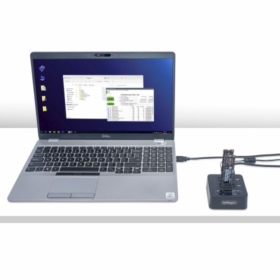 StarTech.com Duplicateur de Disque M.2 NVMe 1:1, Clonage/Copie Autonome de SSD M.2 Jusqu'à 90Go/min, Station d'Accueil de Disque Dur M.2 USB 3.2 20 Gbps à Deux Baies, Câbles USB-C/A Inclus