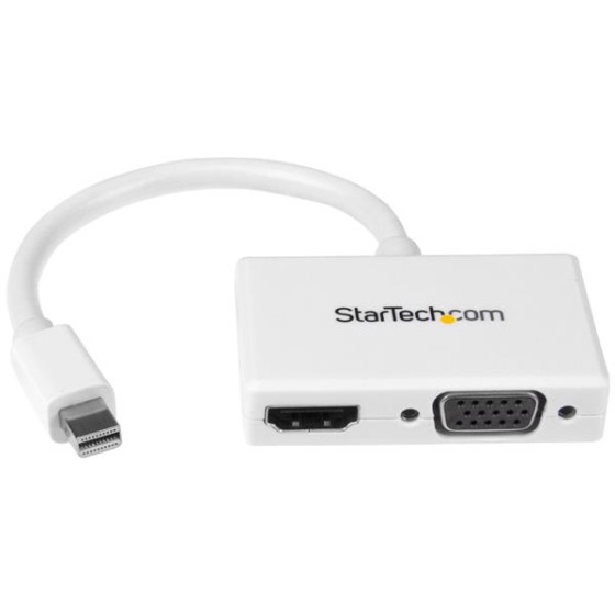StarTech.com Adaptateur audio / vidéo de voyage - Convertisseur 2-en-1 Mini DisplayPort vers HDMI ou VGA - 1920x1200 / 1080p - Convertisseur vidéo - DisplayPort - HDMI, VGA - blanc - pour Apple MacBook Air