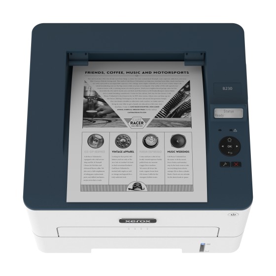 Xerox B230 - Imprimante - Noir et blanc - laser - Legal/A4 - 600 x 600 ppp - jusqu'à 34 ppm - capacité : 250 feuilles - USB 2.0, LAN, Wi-Fi(n), hôte USB 2.0 - programme de retours Green World Alliance