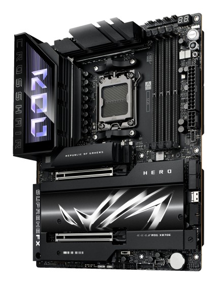 ASUS ROG CROSSHAIR X870E HERO - Carte-mère - ATX - Socket AM5 - AMD X870E Chipset - USB4, USB 3.2 Gen 2, USB-C 3.2 Gen2, USB 3.2 Gen 1, USB-C 3.2 Gen 2x2 - Wi-Fi 7, Bluetooth, 5 Gigabit Ethernet - carte graphique embarquée (unité centrale requise) - audio