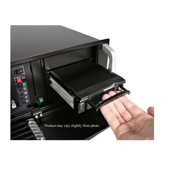 StarTech.com Rack amovible robuste en aluminium 5,25" avec ventilateur pour disque dur SATA 3,5" - Tiroir HDD 3,5 pouces - Rack de stockage mobile - 3.5" - noir